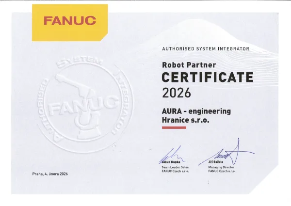 Náhled certifikátu: FANUC integrátor